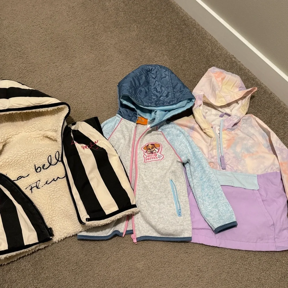 Girls bundle of jackets in Black, Blue, and Purple